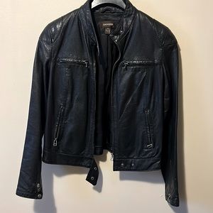 Ladies Danier Genuine Leather biker style jacket; size M